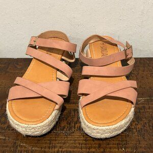 SANDALUP Mauve Strappy Espadrille Platform Sandals - Size 9